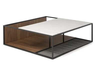 FIL ROUGE - Square coffee table with integrated magazine rack _ Natuzzi Italia